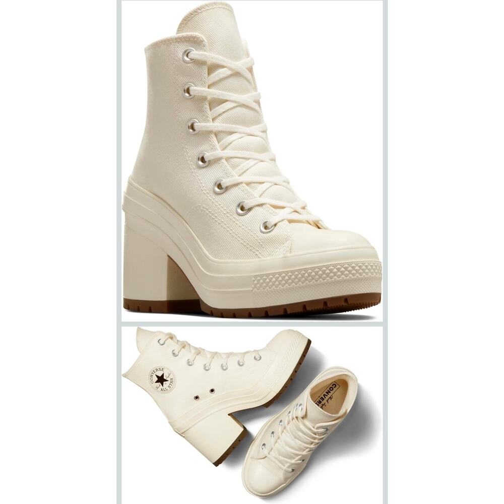 Converse Chuck 70 De Luxe Heel Egret Canvas Platform Boots Women's Size 7.5 - Picture 8 of 9